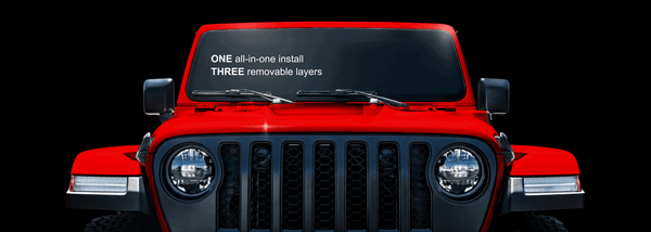 Jeep with Windshield Defense protection layers